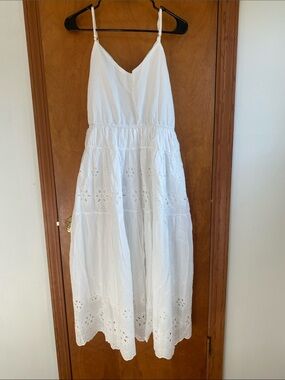 White Eyelet Tiered Maxi Dress